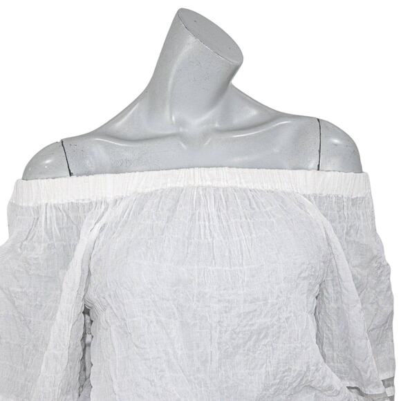 27 Miles Malibu off the Shoulder Blouse in Sheer White Women's Size Small - Picture 7 of 8